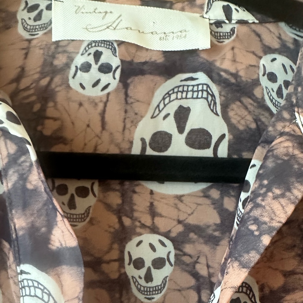 Vintage Havana Skull Print Sheer Blouse Top Size S - Picture 12 of 14